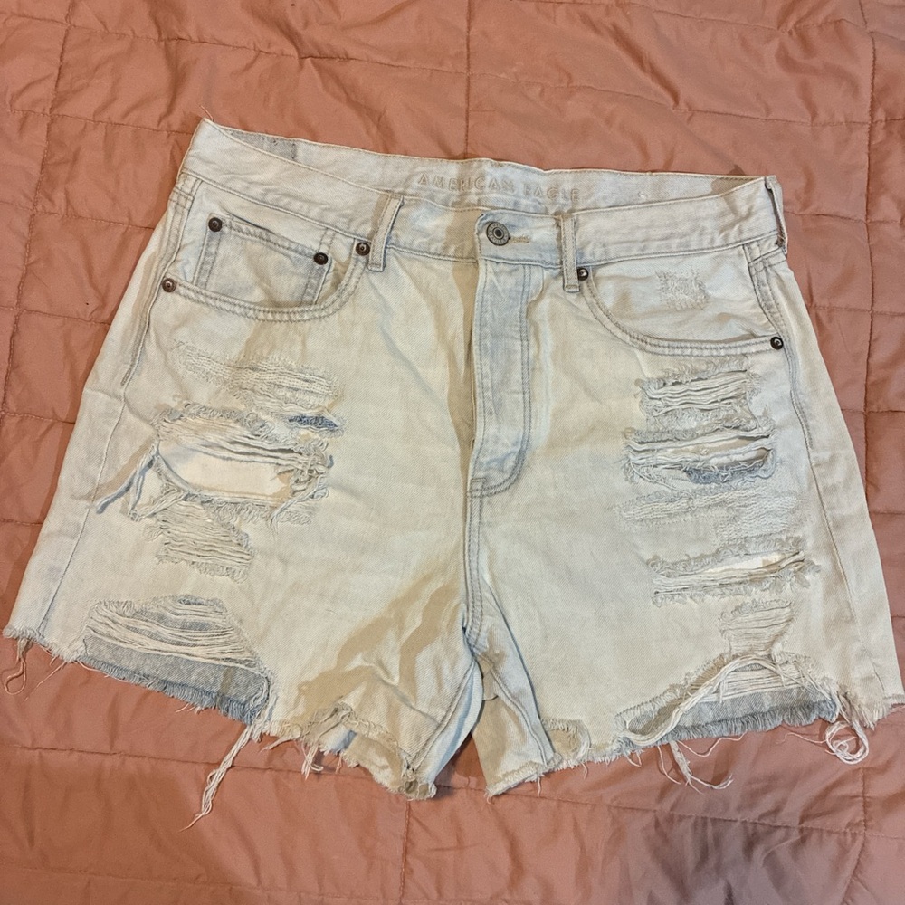 American Eagle Outfitters Light Wash Distressed Jean Shorts